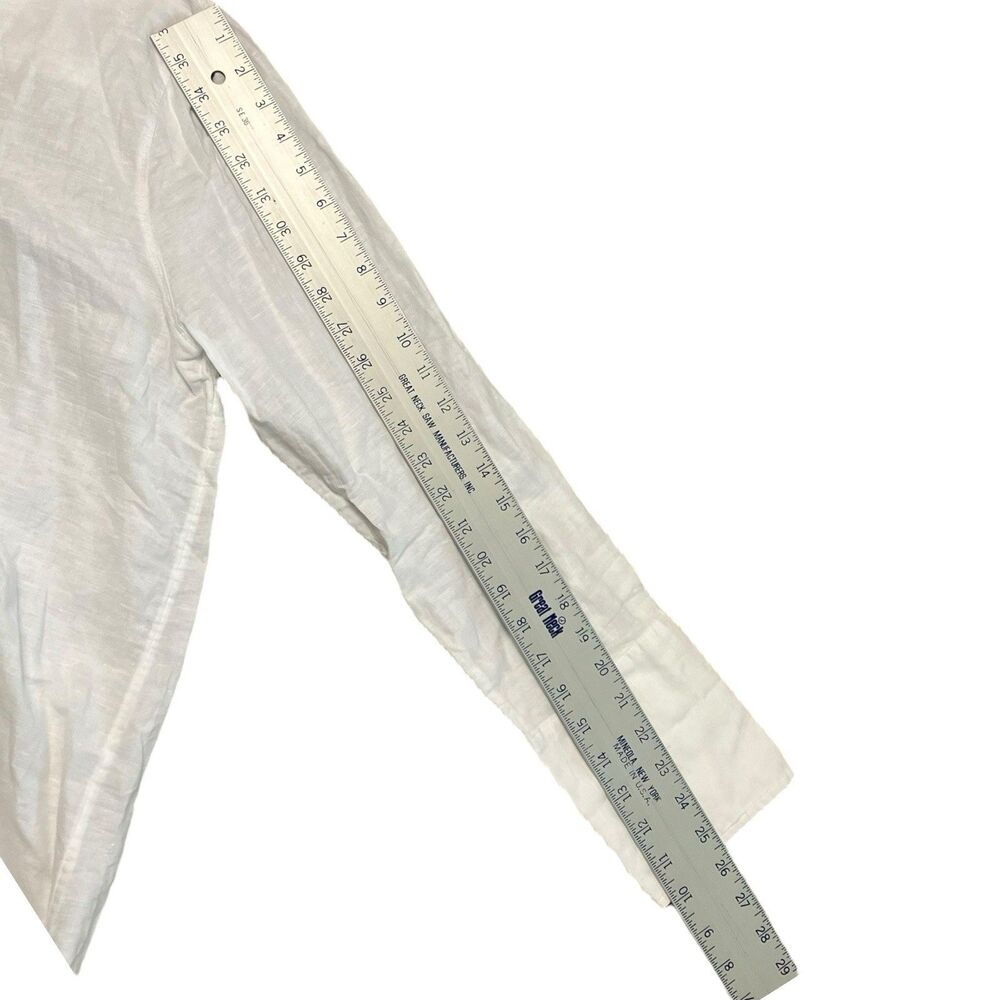 J Crew Cover Up Womens XL White Linen Cotton Button Front Beach Coastal - Picture 10 of 13